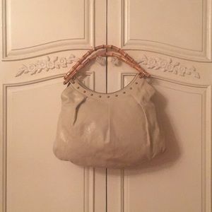 GUCCI Cream Leather & Bamboo Shoulder/Hobo Bag QM